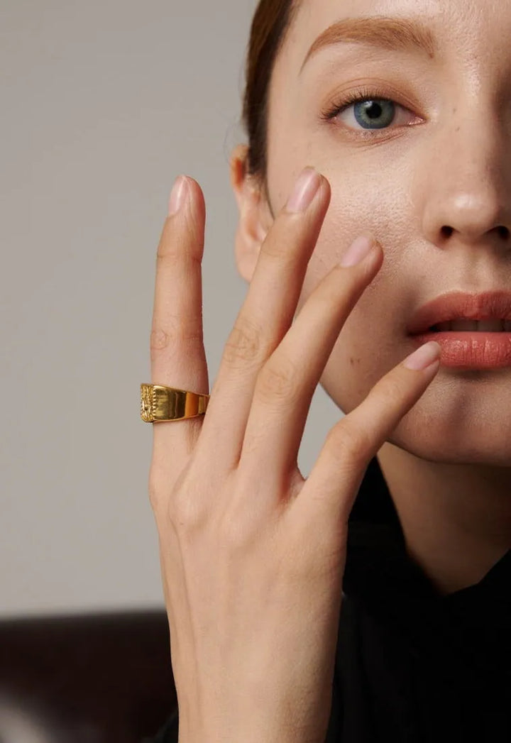 Gold plated abstract sun ring