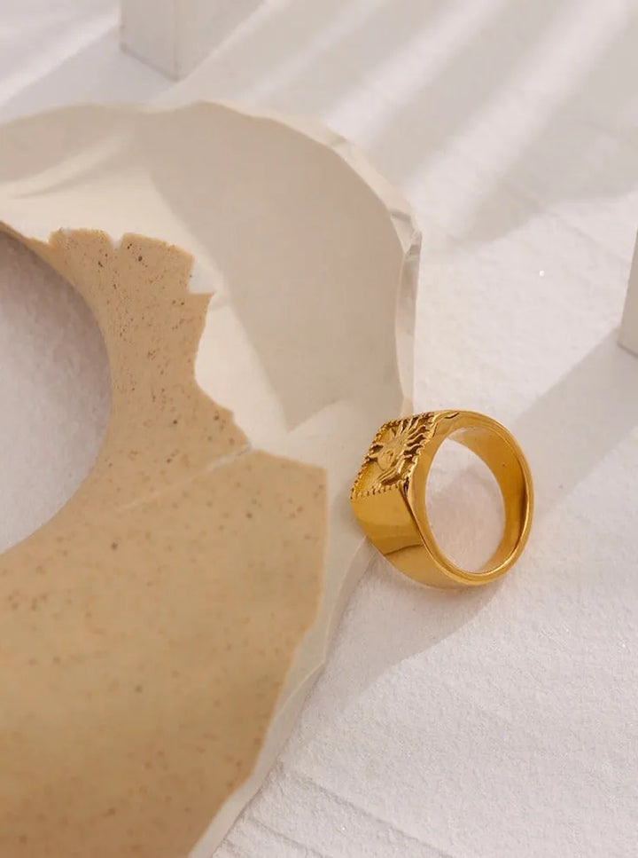 Gold plated abstract sun ring