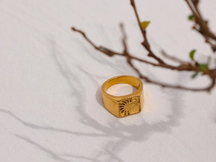 Gold plated abstract sun ring