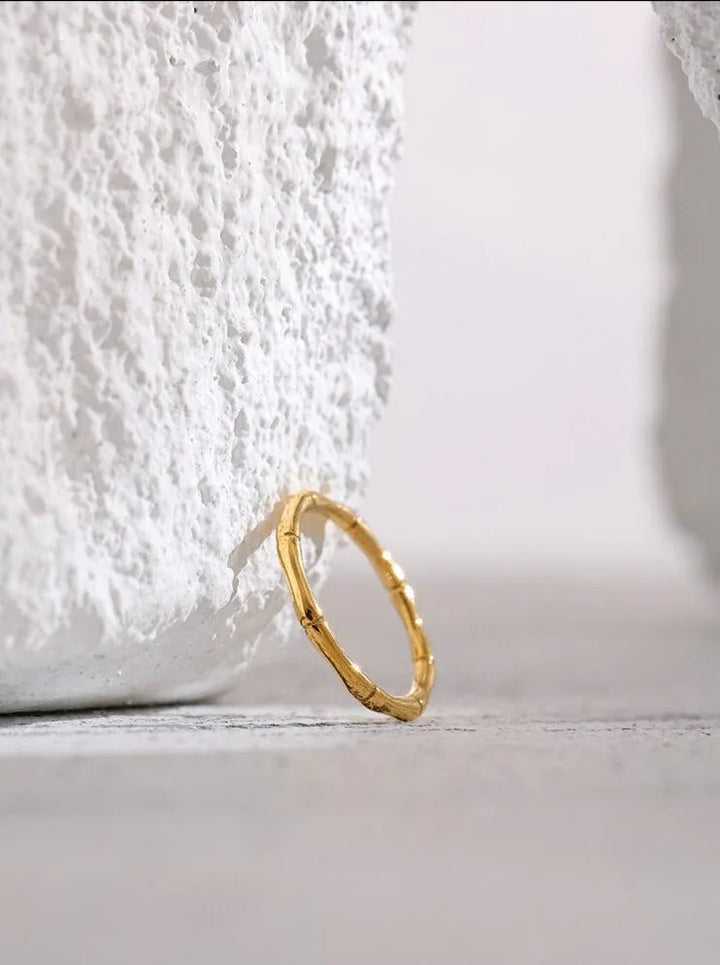 Gold plated bamboo joint ring