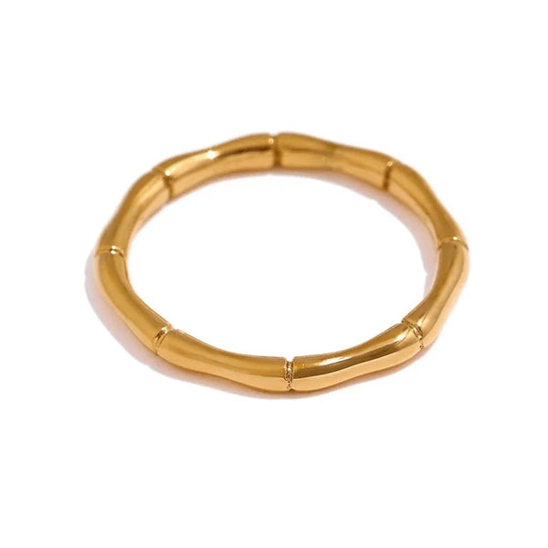 Gold Plated Bamboo Joint Ring - Dazzle Jewellery