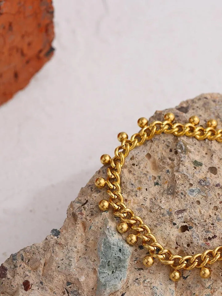 Gold plated beaded chain simple bracelet