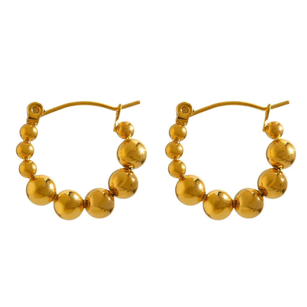 Gold Plated Beaded Hoop Earrings - Dazzle Jewellery