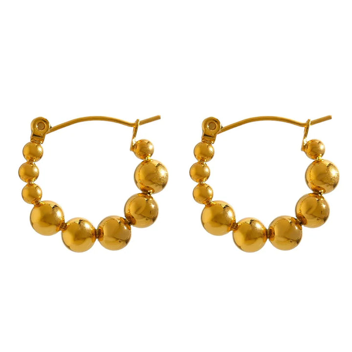 Gold Plated Beaded Hoop Earrings - Dazzle Jewellery