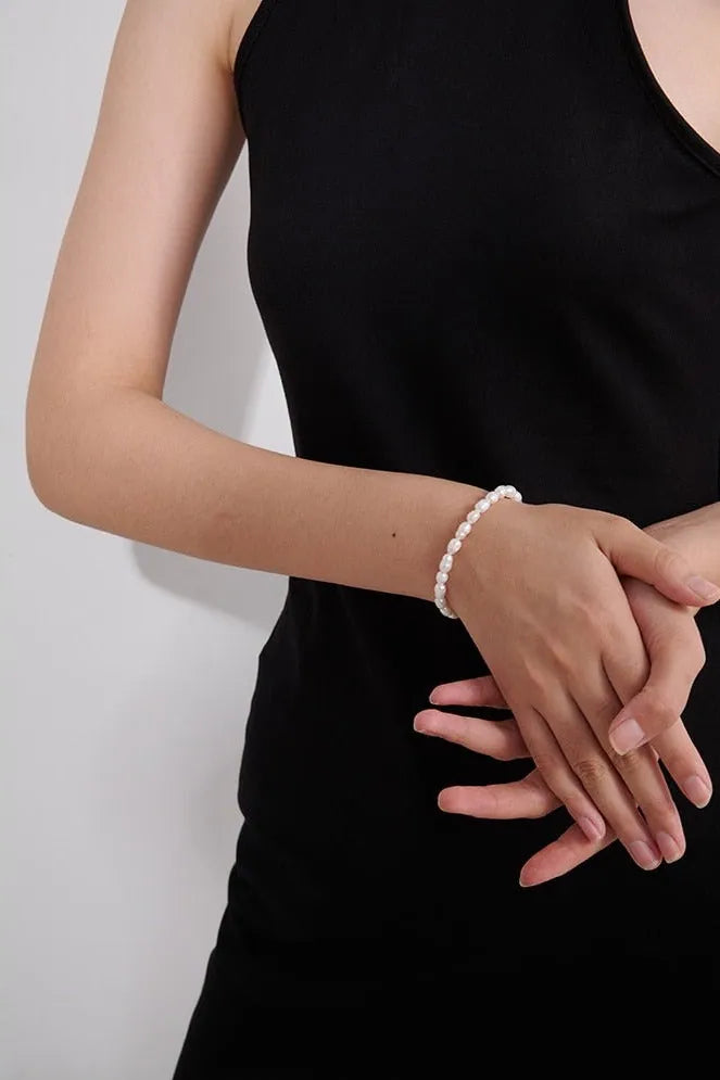 Gold plated chic natural pearl bracelet