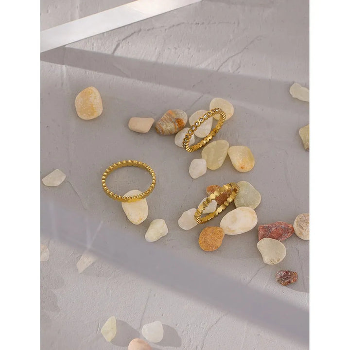 Gold plated cubic zirconia stacked ring