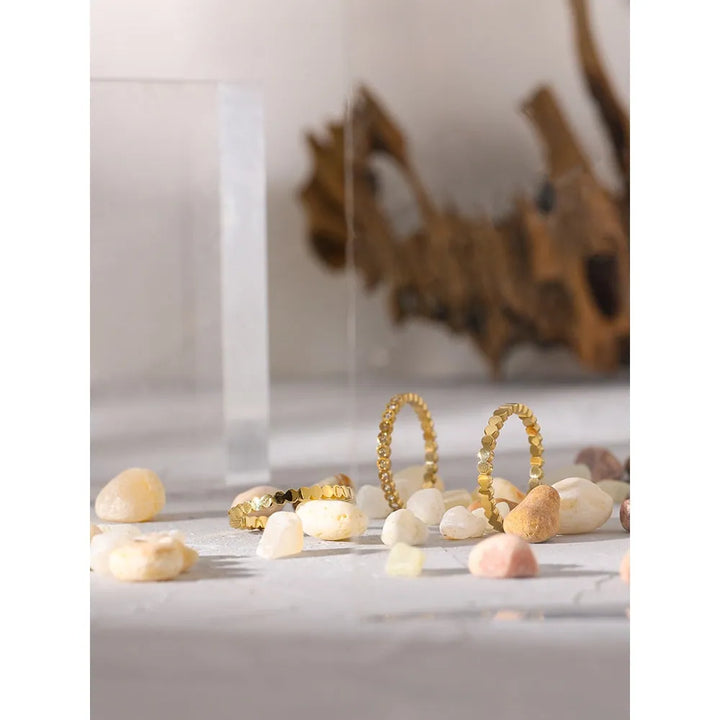 Gold plated cubic zirconia stacked ring