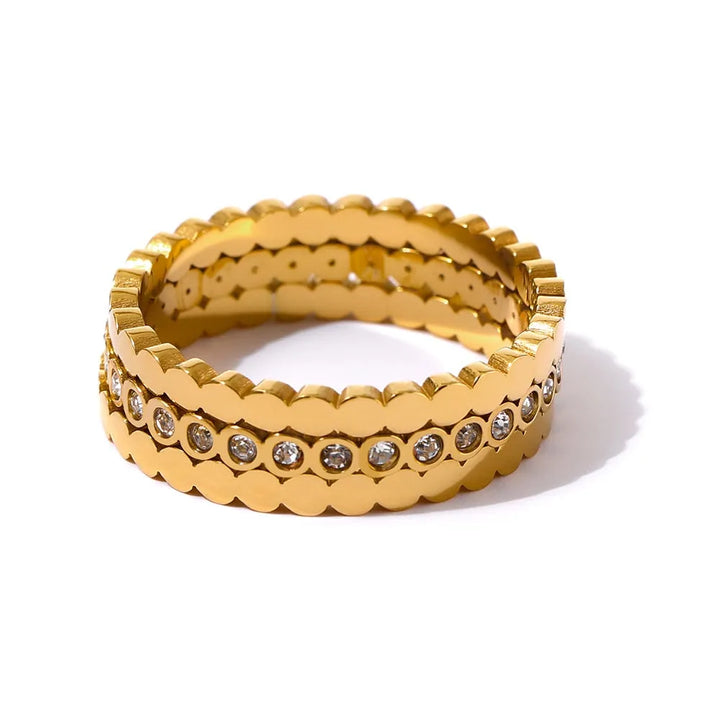 Gold Plated Cubic Zirconia Stacked Ring - Dazzle Jewellery