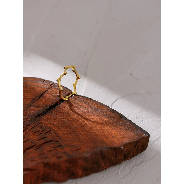 Gold plated cubic zirconia twig ring