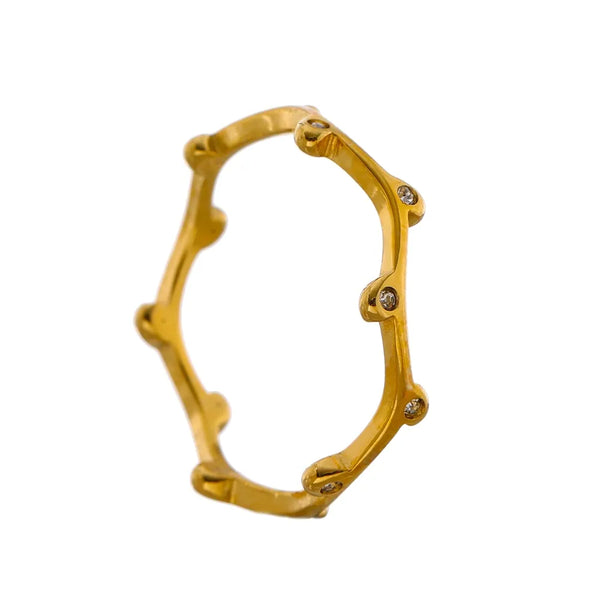 Gold Plated Cubic Zirconia Twig Ring - Dazzle Jewellery