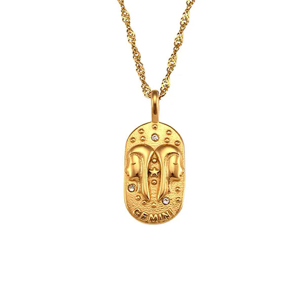 Gold Plated Cubic Zirconia Zodiac Charm Necklace - Dazzle Jewellery