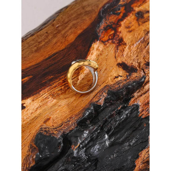 Gold plated double colored twist ring