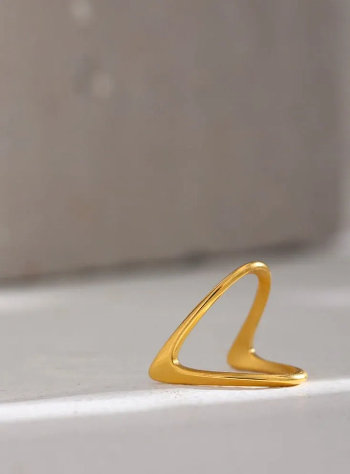 Gold plated double v shaped ring