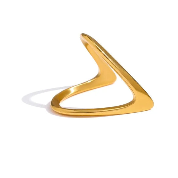 Gold Plated Double V shaped Ring - Dazzle Jewellery