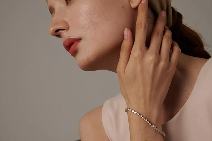 Gold plated elegant cubic zirconia tennis chain bracelet