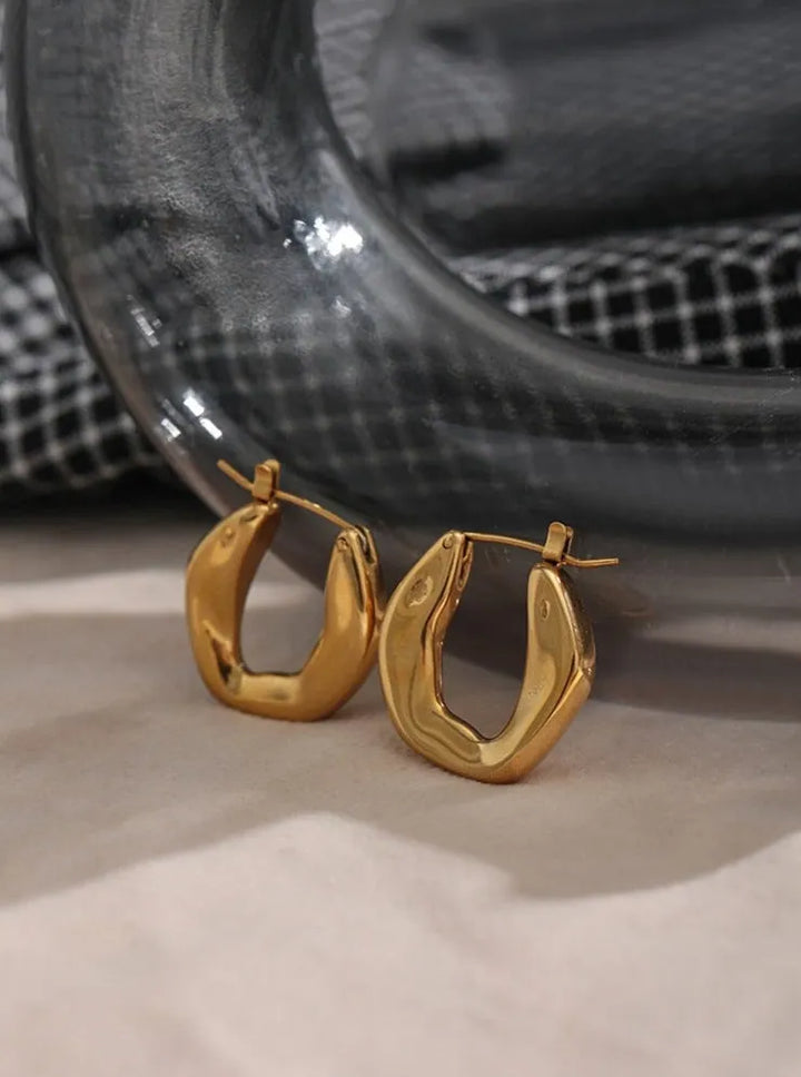 Gold plated elegant hinge back earrings