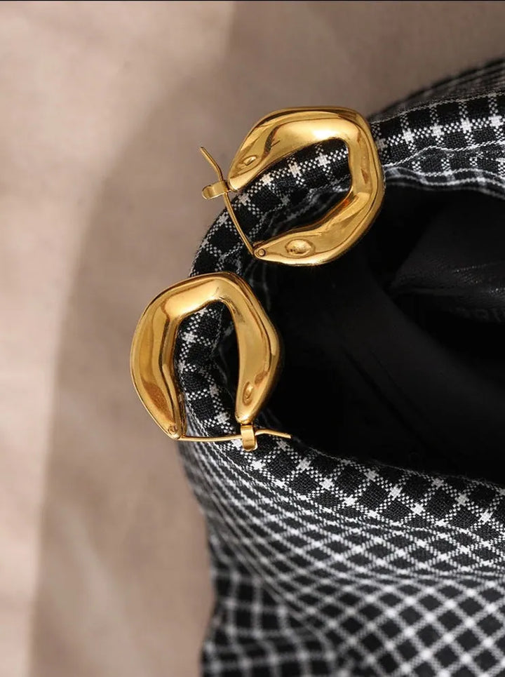 Gold plated elegant hinge back earrings