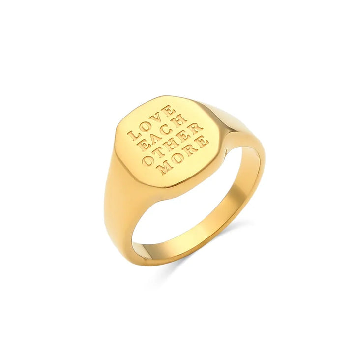 Gold plated engraved thoughts signet ring