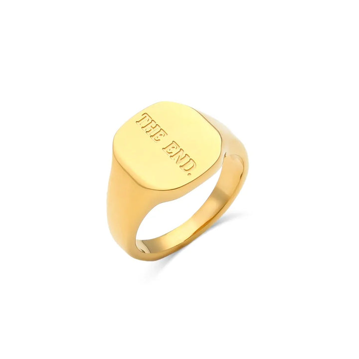 Gold plated engraved thoughts signet ring