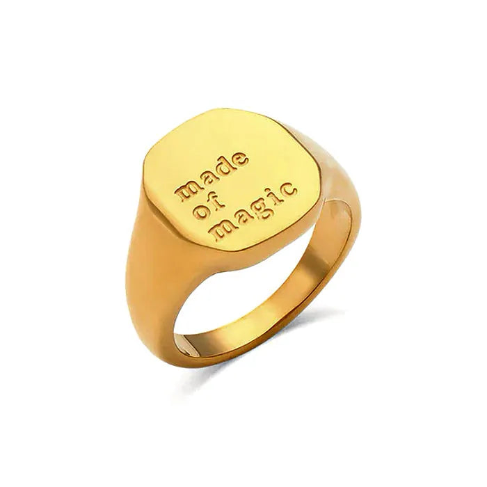 Gold Plated Engraved Thoughts Signet Ring - Dazzle Jewellery