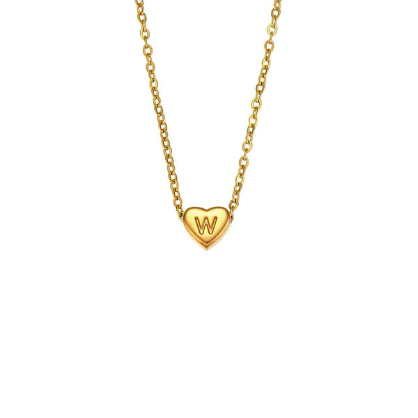 Gold Plated Essential Tiny Heart Initial Letter Pendant Necklace - Dazzle Jewellery