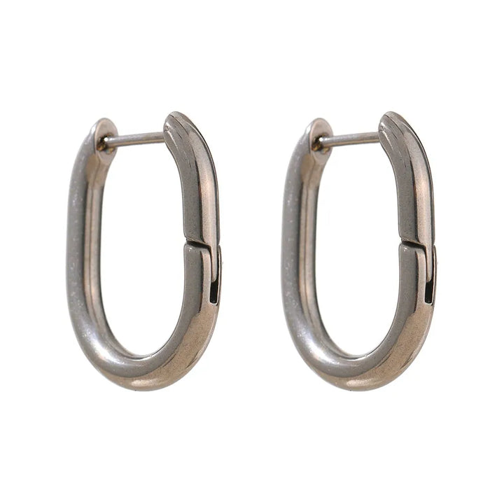 Gold plated fashion oval hoop earrings