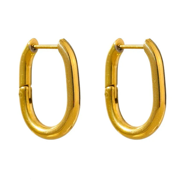 Gold Plated Fashion Oval Hoop Earrings - Dazzle Jewellery