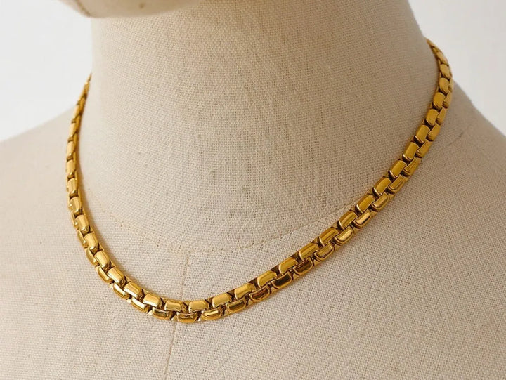 Gold plated fashion smooth chain necklace & bracelet set