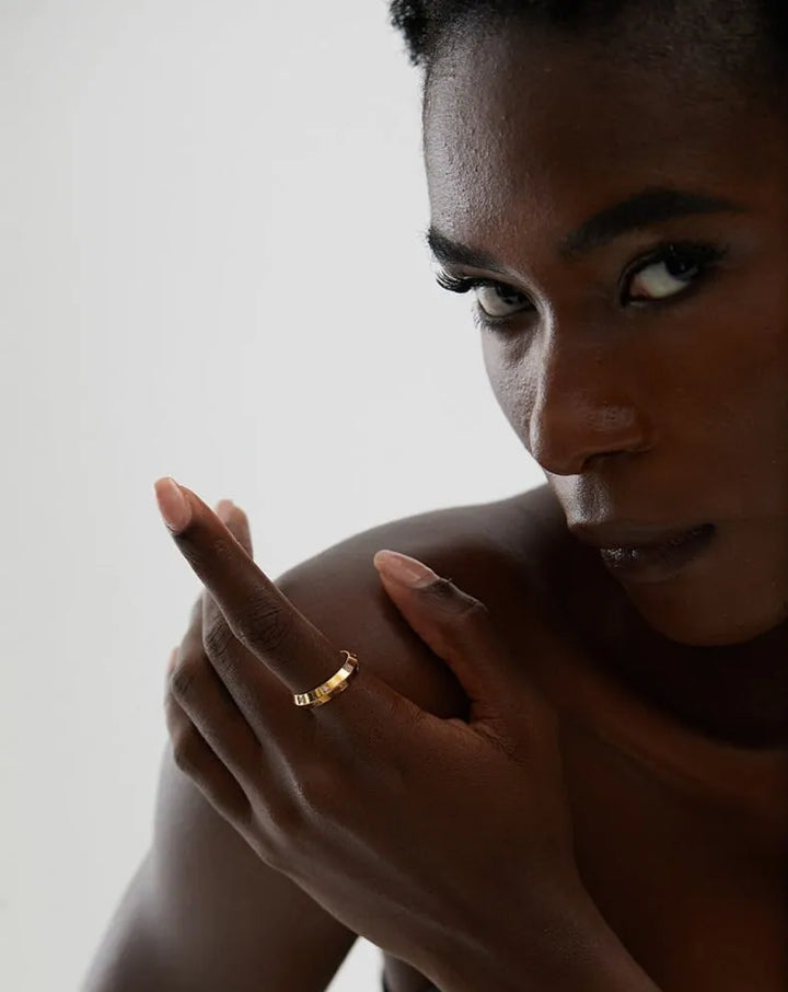 Gold plated fused pyramid ring