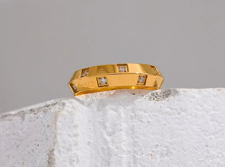 Gold plated fused pyramid ring