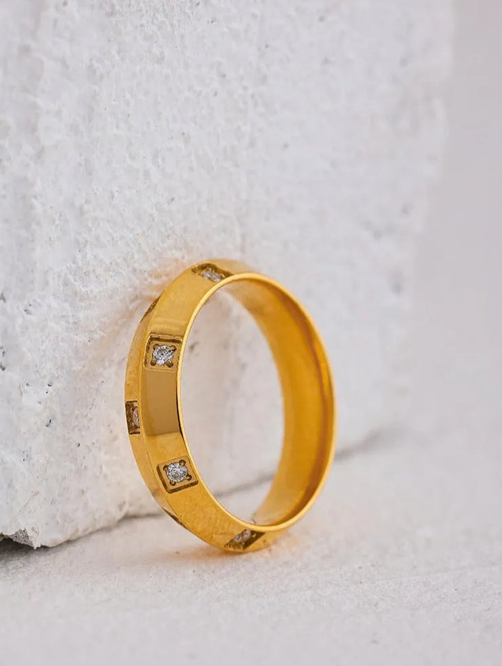 Gold plated fused pyramid ring