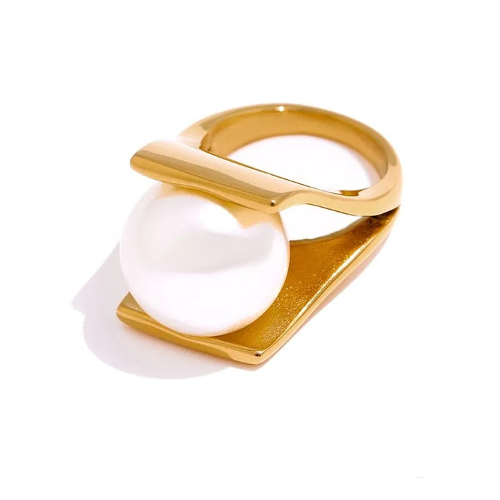 Gold Plated Imitation Pearl Ring - Dazzle Jewellery