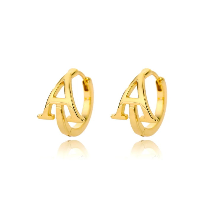 Gold plated initial letter huggie earrings