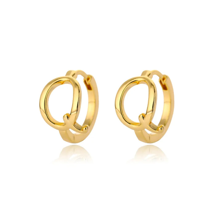 Gold plated initial letter huggie earrings