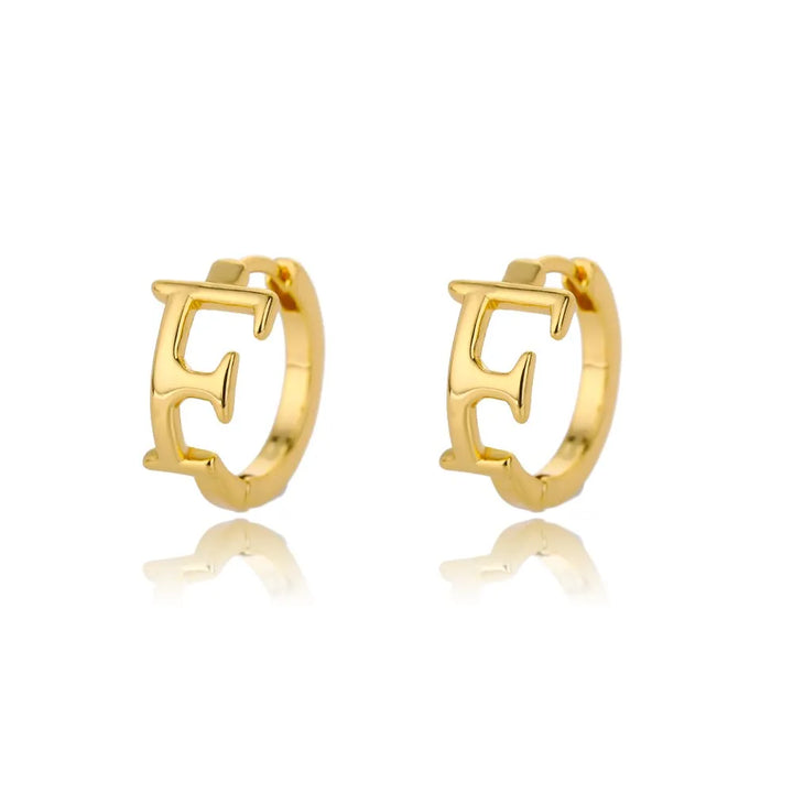 Gold plated initial letter huggie earrings