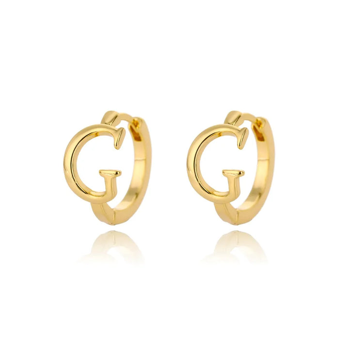 Gold plated initial letter huggie earrings