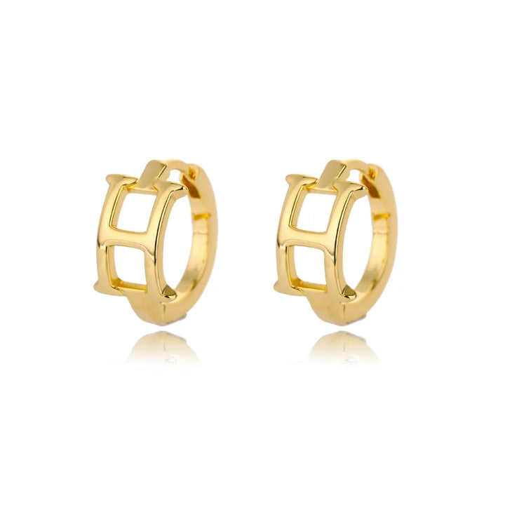 Gold plated initial letter huggie earrings