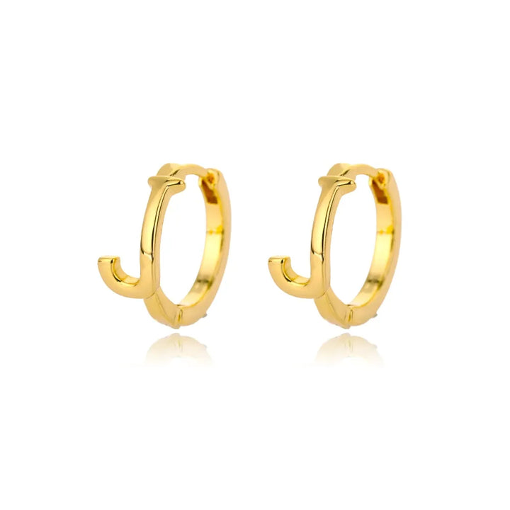 Gold plated initial letter huggie earrings