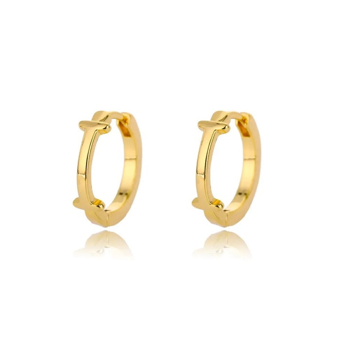 Gold plated initial letter huggie earrings