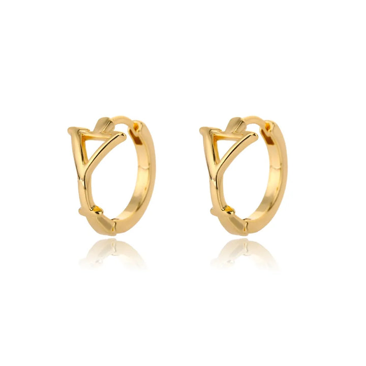 Gold plated initial letter huggie earrings