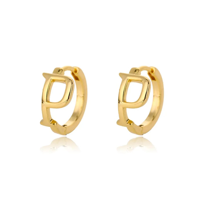 Gold plated initial letter huggie earrings