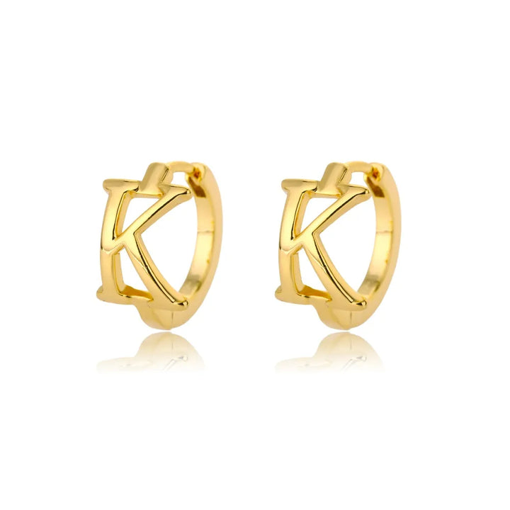 Gold plated initial letter huggie earrings