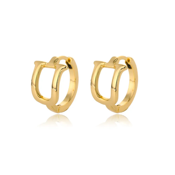 Gold plated initial letter huggie earrings