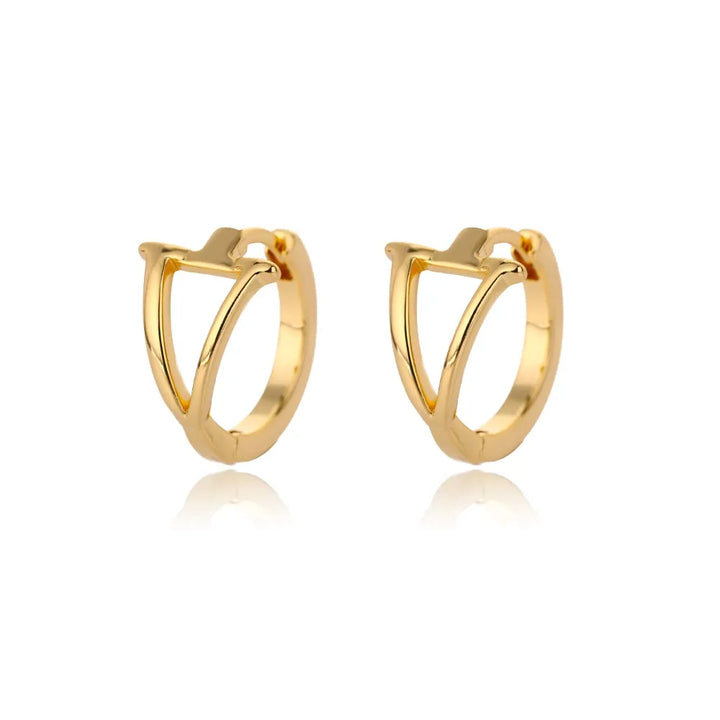 Gold plated initial letter huggie earrings