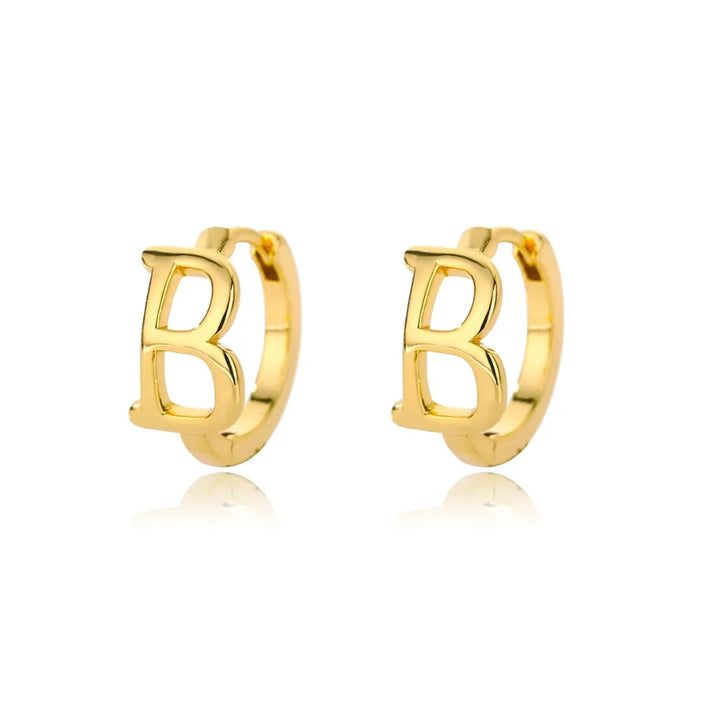 Gold plated initial letter huggie earrings