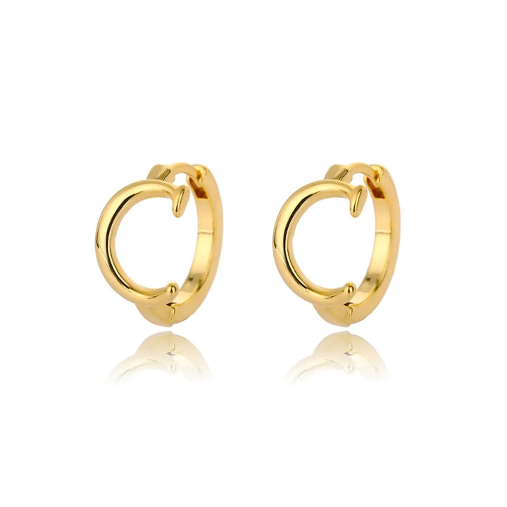 Gold plated initial letter huggie earrings