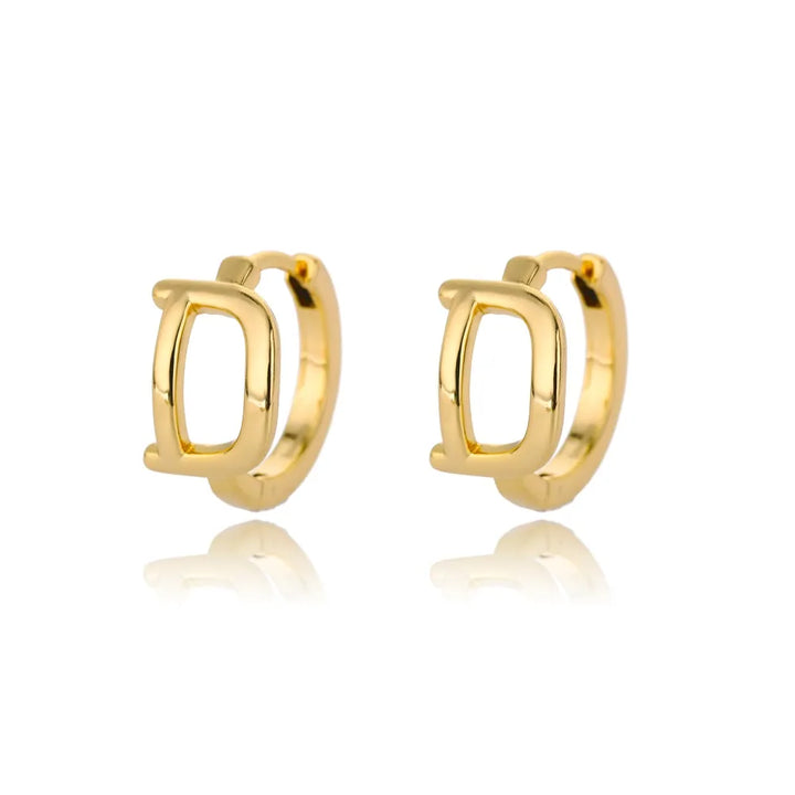 Gold plated initial letter huggie earrings