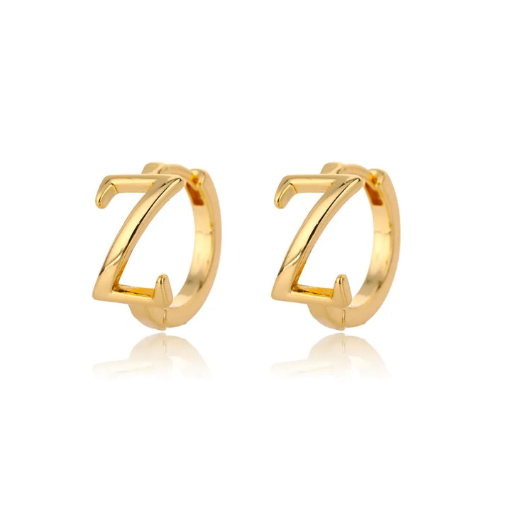 Gold plated initial letter huggie earrings