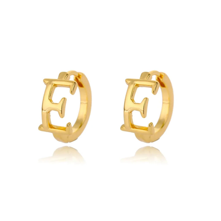 Gold plated initial letter huggie earrings