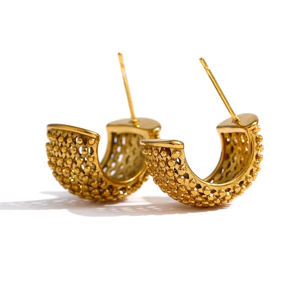 Gold Plated Mesh Earrings - Dazzle Jewellery